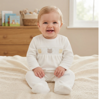 N14635: Baby Unisex Smocked Velour All In One (0-9 Months)